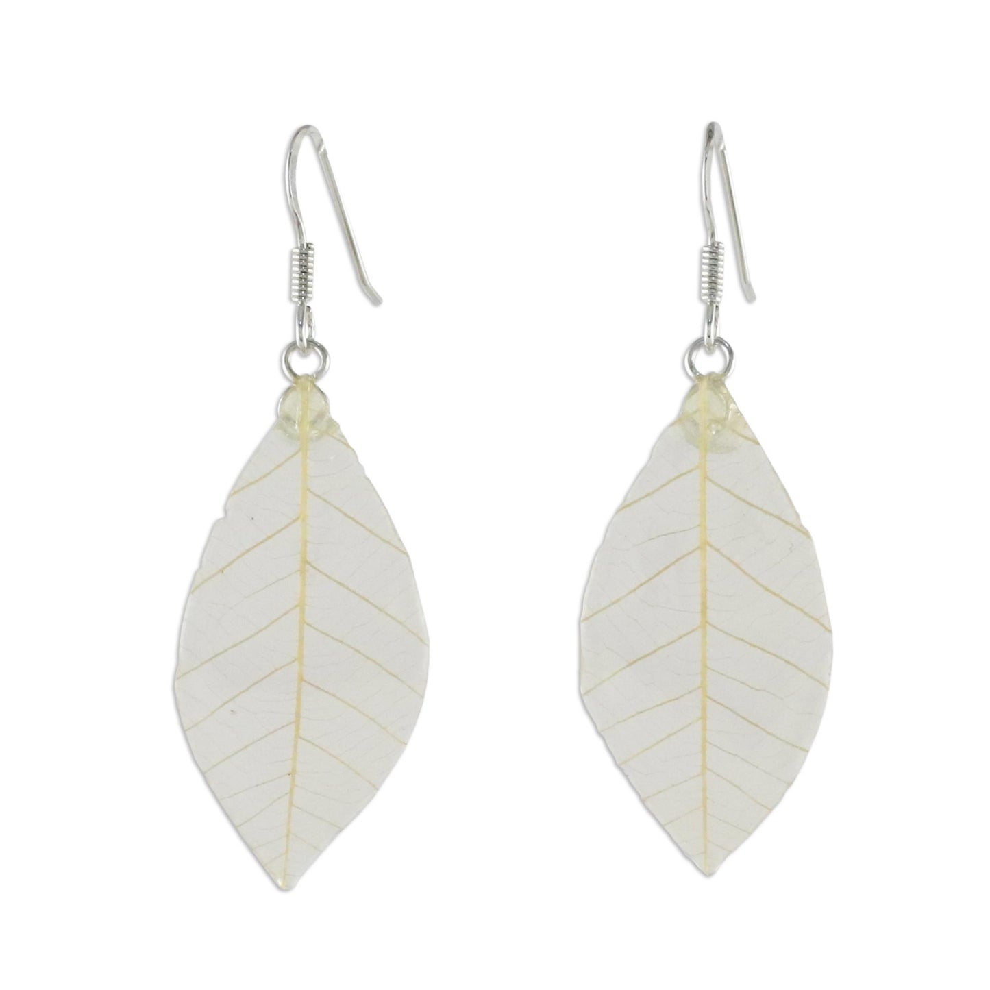 Stunning Nature in Straw Natural Leaf Dangle Earrings in Straw from Thailand