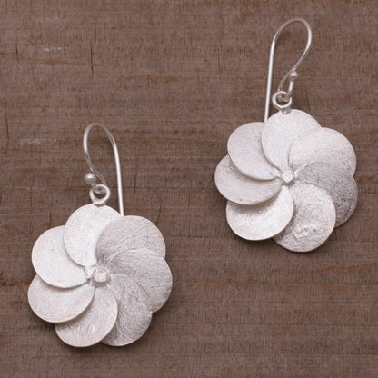 Windmill Flowers Sterling Silver Floral Dangle Earrings from Bali