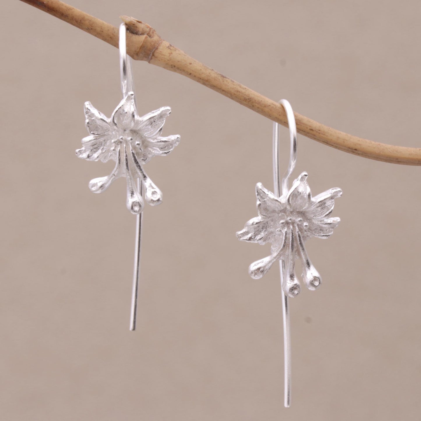 Clover Blooms Sterling Silver Floral Drop Earrings from Bali