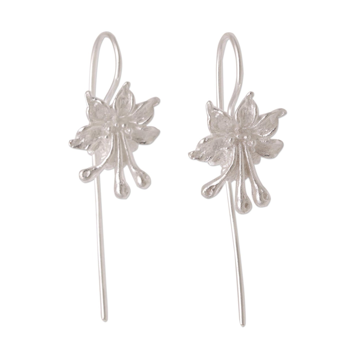 Clover Blooms Sterling Silver Floral Drop Earrings from Bali