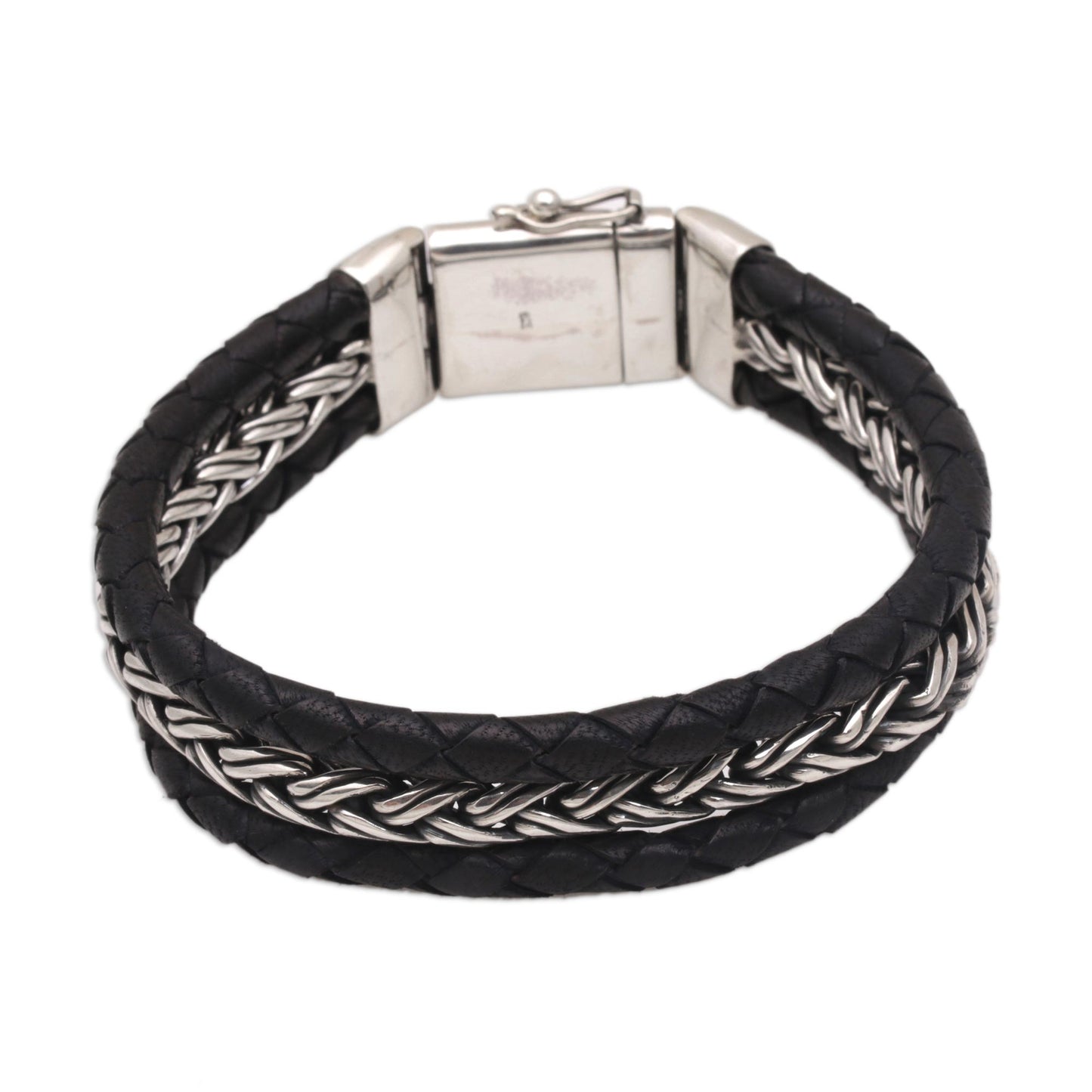 Bold Weave Silver & Leather Bracelet