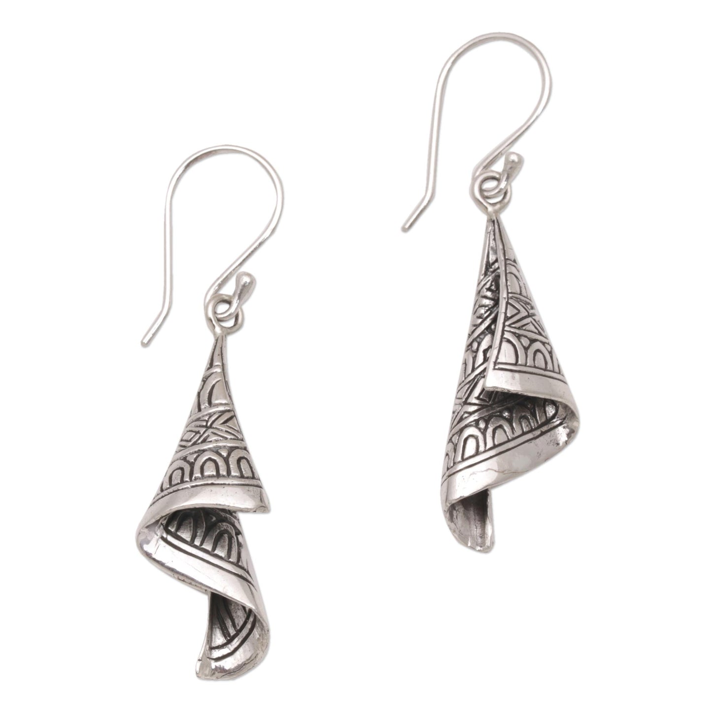 Shining Sonket Silver Dangle Earrings