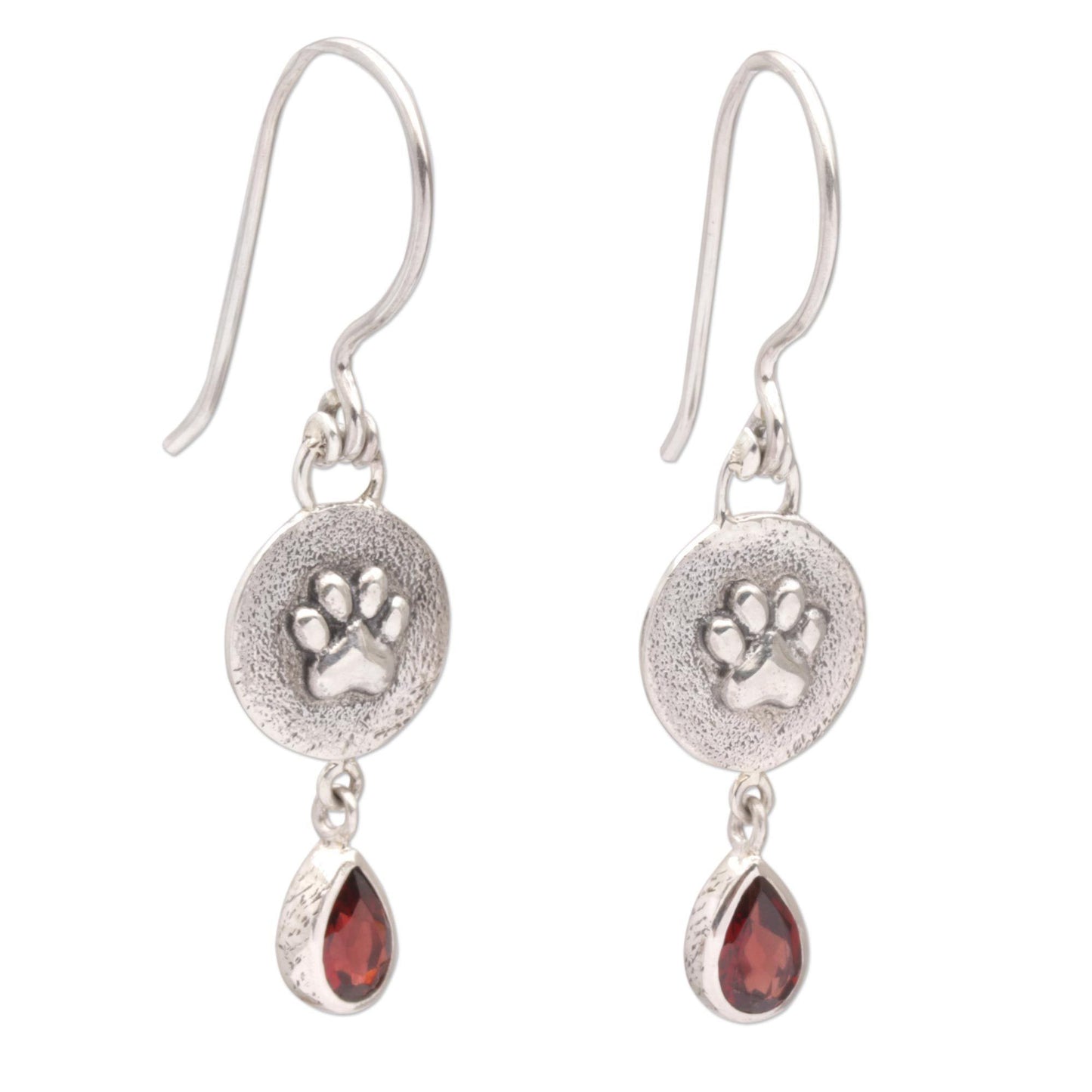 Garnet Teardrop Paws Earrings