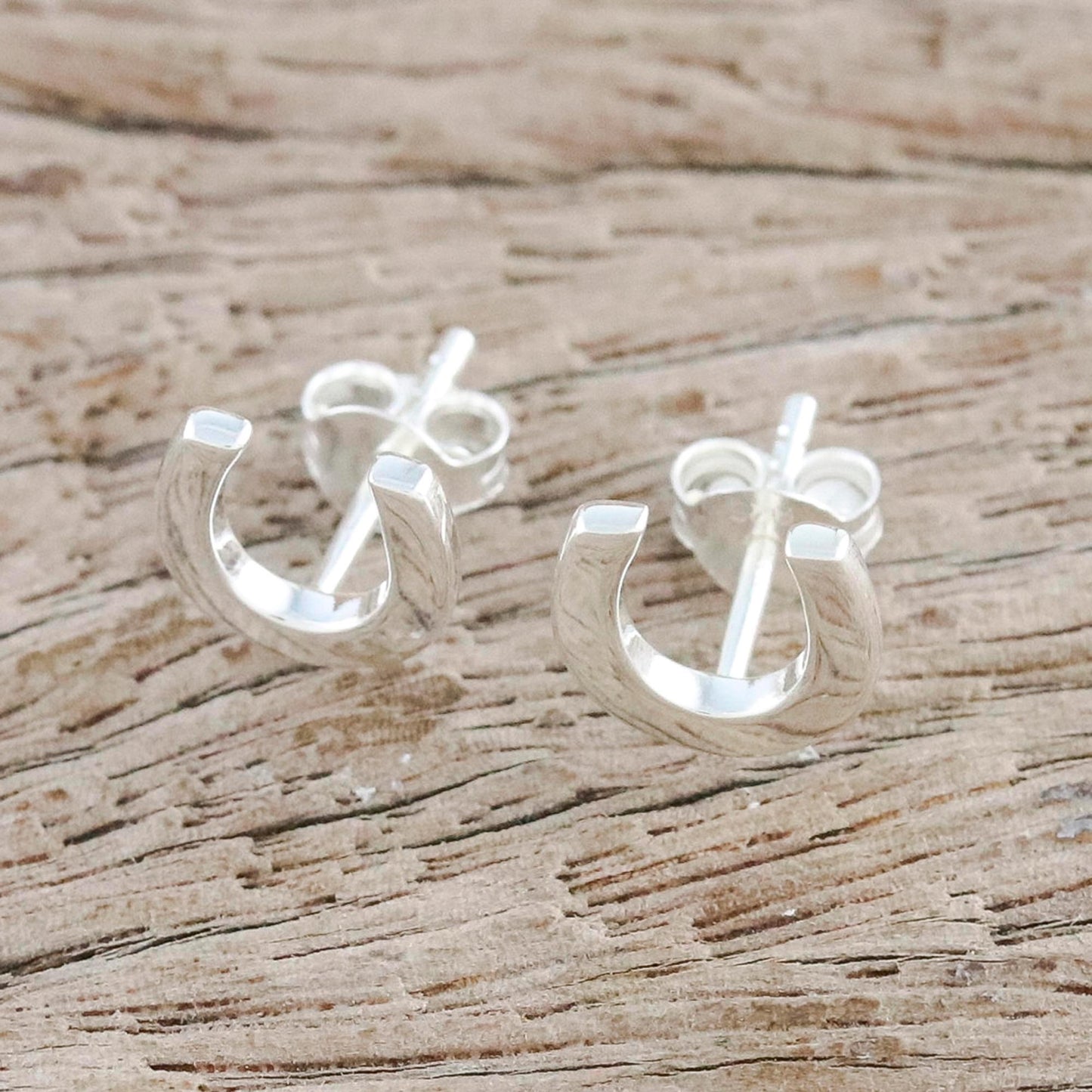 Silver Horseshoes Handcrafted Sterling Silver Horseshoe Stud Earrings