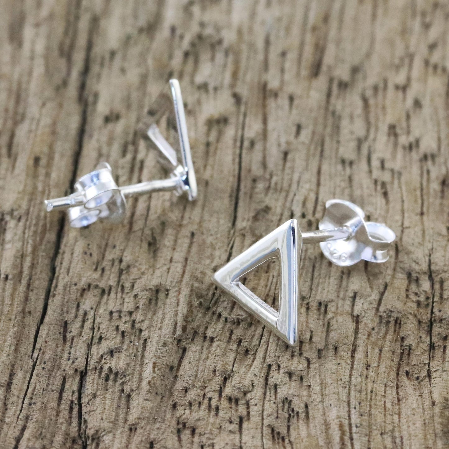 Silver Triangles Handcrafted Sterling Silver Triangle Stud Earrings