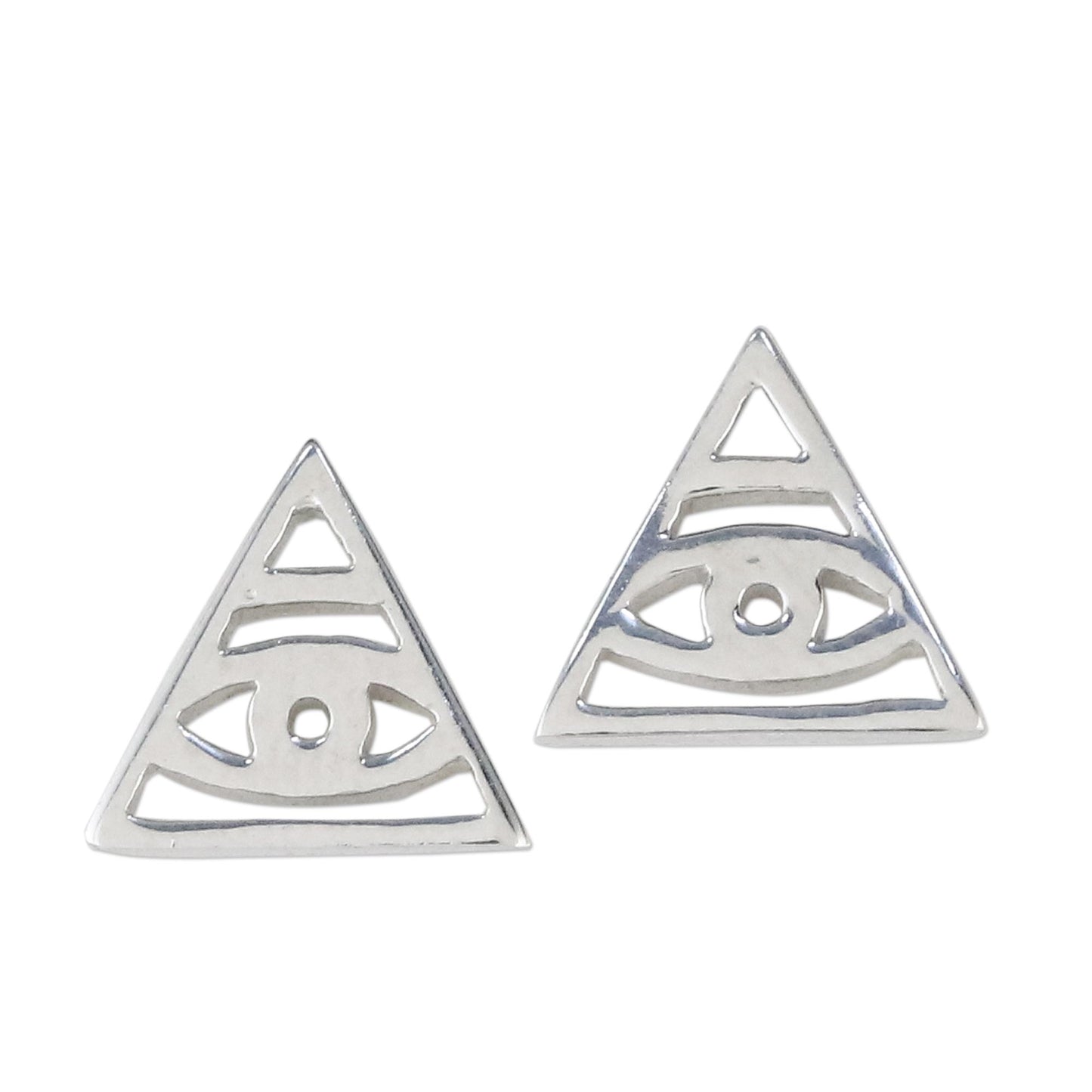 Open Eyes Handcrafted Sterling Silver Stud Earrings from Thailand