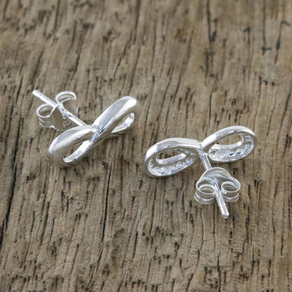 Shining Infinity Infinity Symbol Sterling Silver Earrings from Thailand