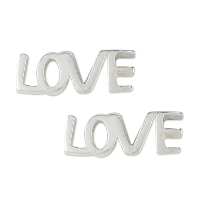 Silver Love Handcrafted Sterling Silver Love Stud Earrings from Thailand