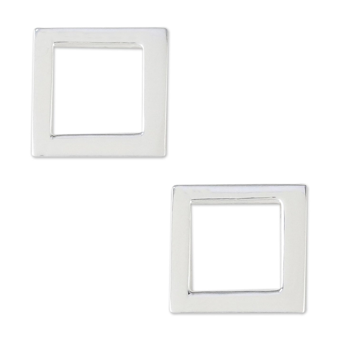 Simple Squares Sterling Silver Square-Shaped Post Earrings from Thailand