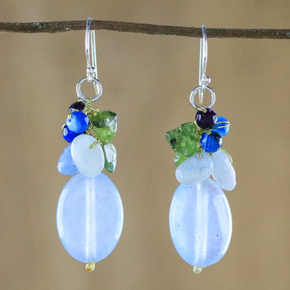 Light Blue Princess Blue Quartz Multi-Gemstone Dangle Earrings from Thailand