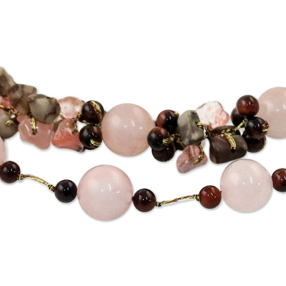 Magical Inspiration in Pink Multi-Gemstone Rose Quartz Beaded Necklace from Thailand