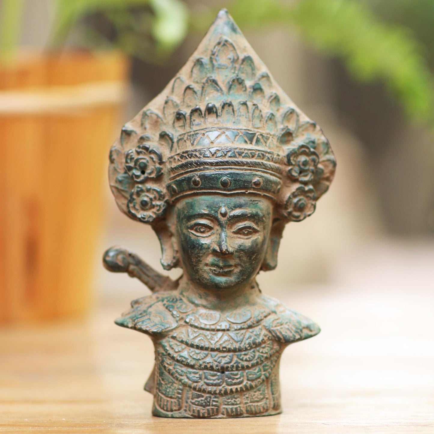 Janger Performer Antiqued Bronze Sculpture of a Traditional Dancer from Bali