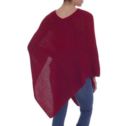 Enchanted Evening in Claret Alpaca Poncho