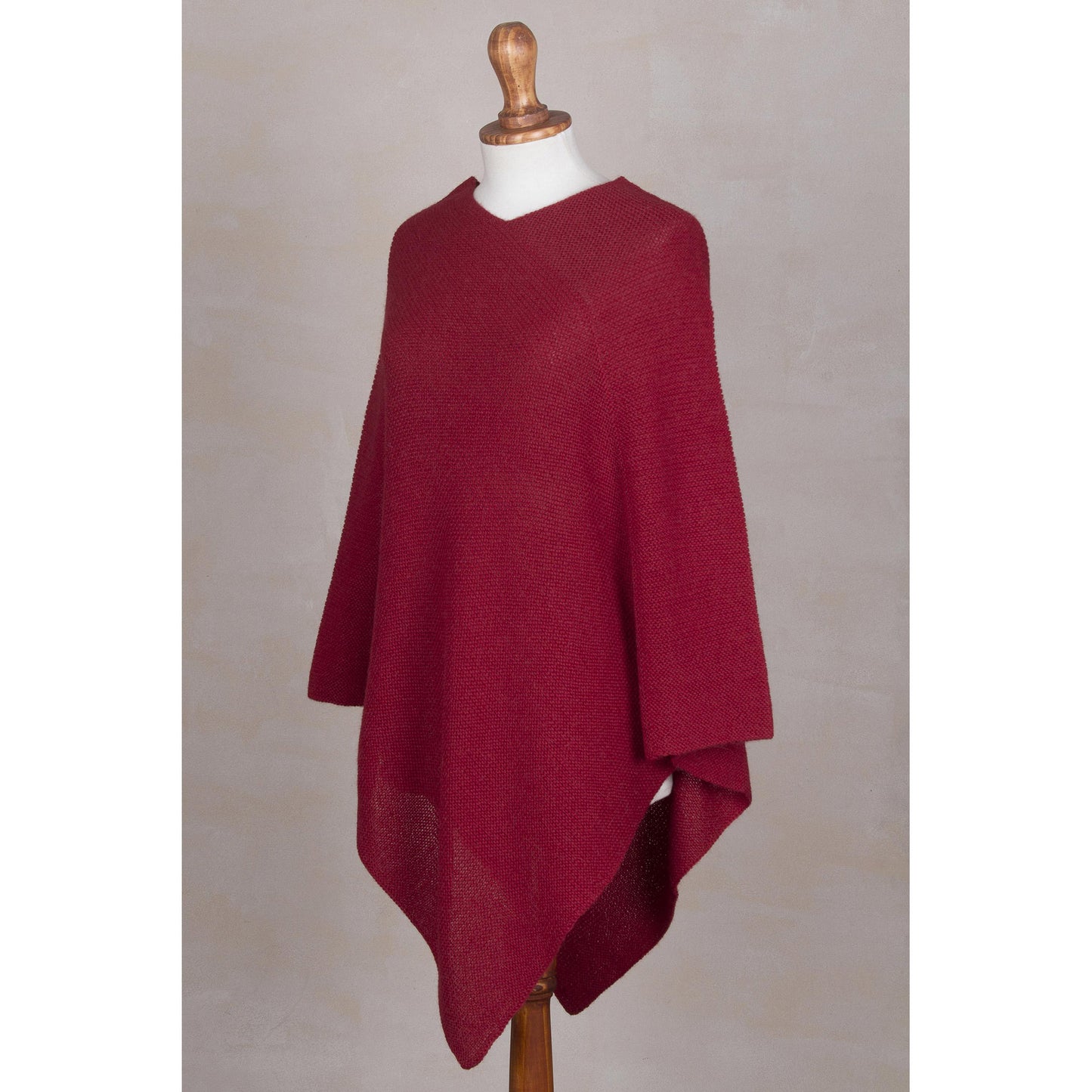 Enchanted Evening in Claret Alpaca Poncho