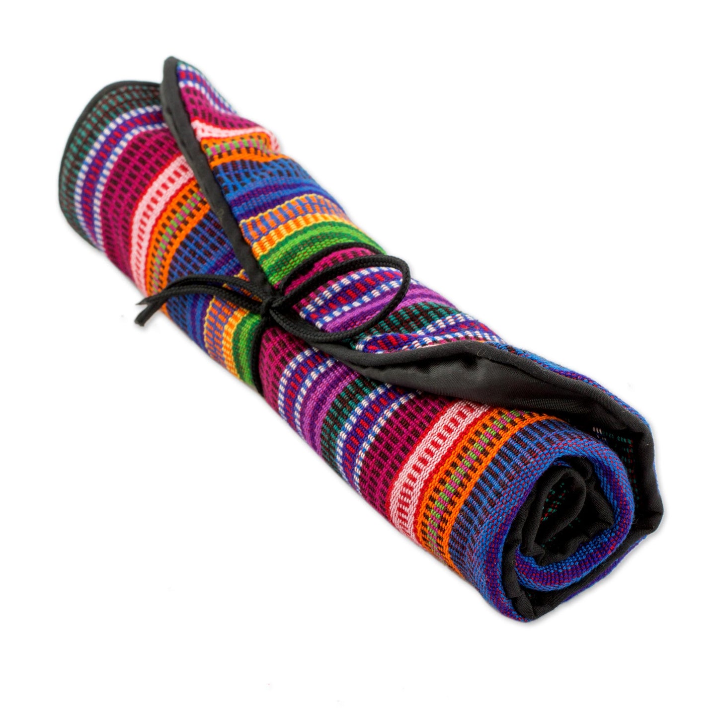 Rainbow Party Handwoven Striped 100% Cotton Jewelry Roll from Guatemala