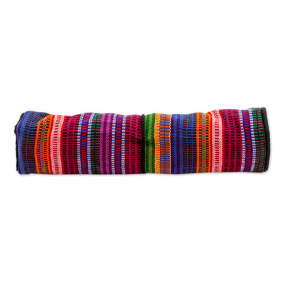 Rainbow Party Handwoven Striped 100% Cotton Jewelry Roll from Guatemala