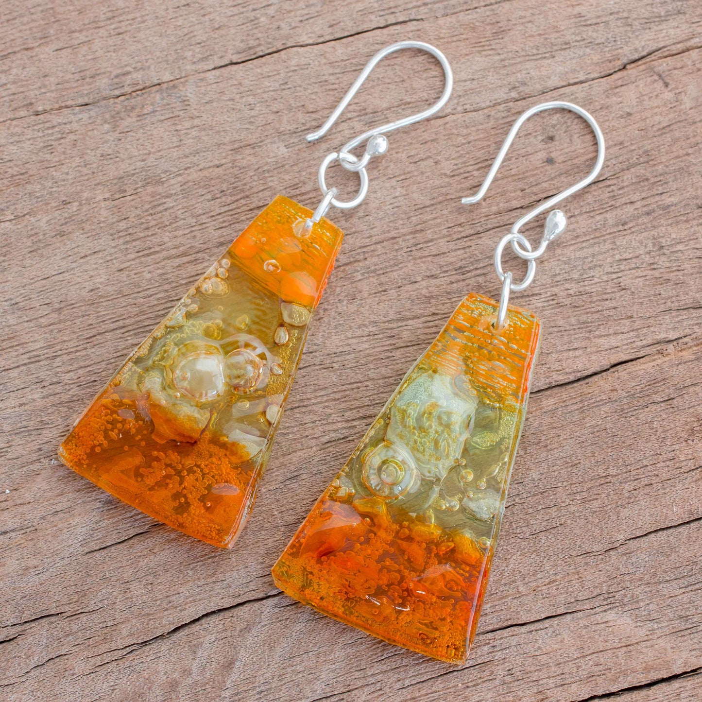 Rising Sun Artisan Crafted Recycled CD Hook Earrings from Guatemala