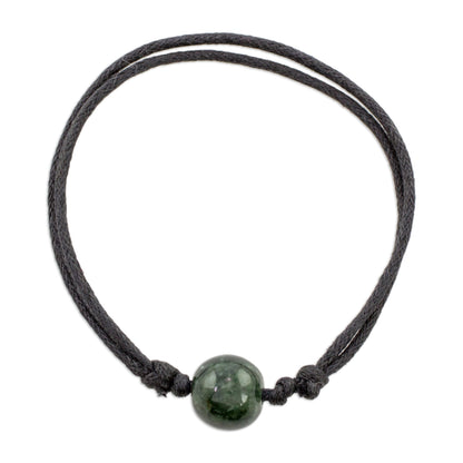 Loving Life in Dark Green Adjustable Dark Green Jade Pendant Bracelet from Guatemala