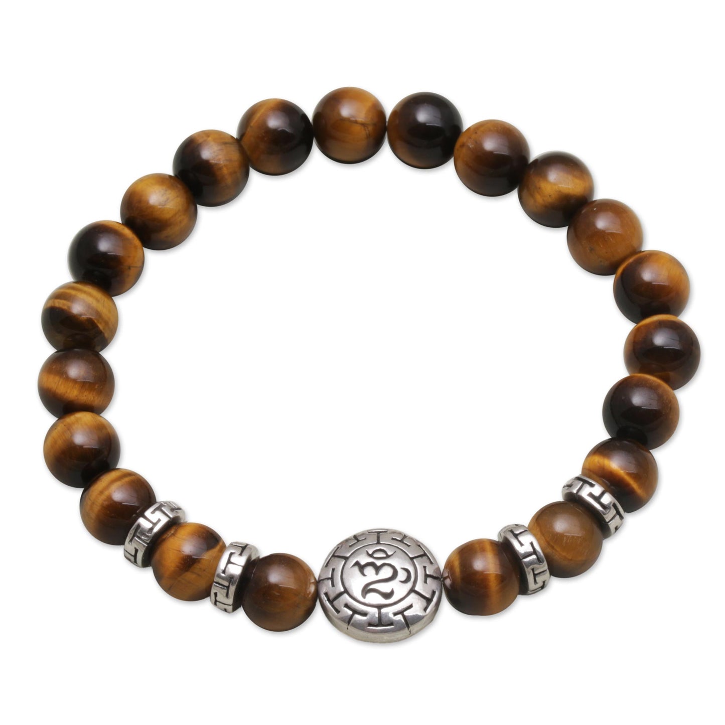 Temesir Om Tiger's Eye Beaded Om Stretch Bracelet from Bali