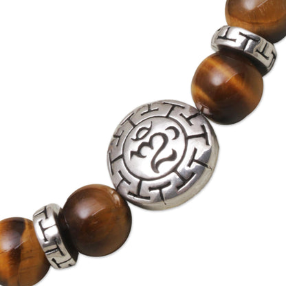 Temesir Om Tiger's Eye Beaded Om Stretch Bracelet from Bali