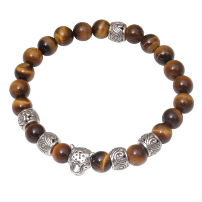 Leopard Strength Men's Silver & Tiger's Eye Bracelet