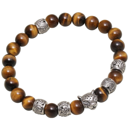 Leopard Strength Men's Silver & Tiger's Eye Bracelet