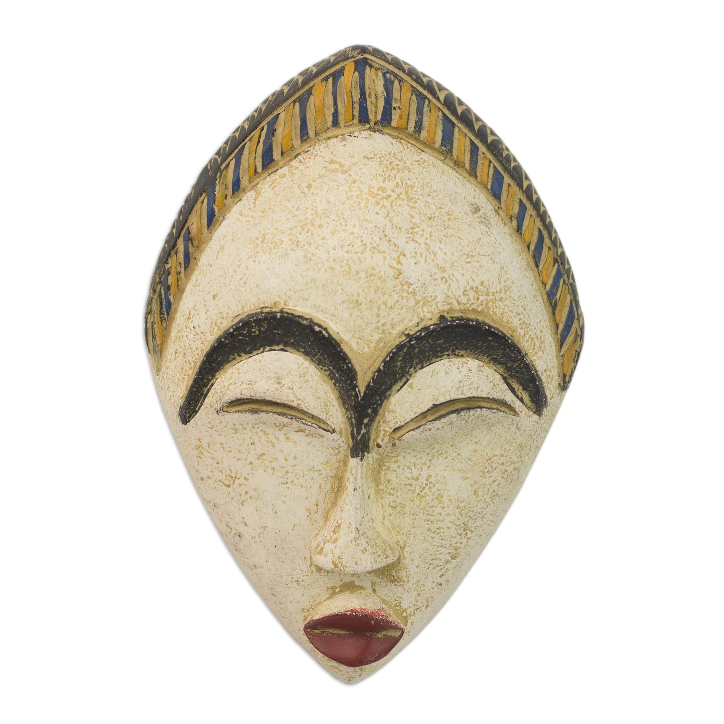 White Adesewa Artisan Hand Carved Sese Wood White Adesewa Beauty Mask