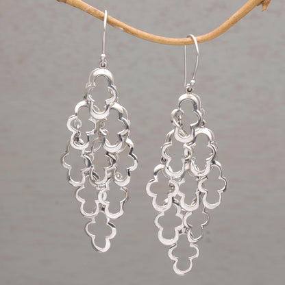 Spanish Moss 925 Sterling Silver Wavy Dangle Earrings from Bali