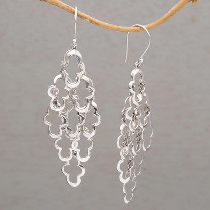 Spanish Moss 925 Sterling Silver Wavy Dangle Earrings from Bali