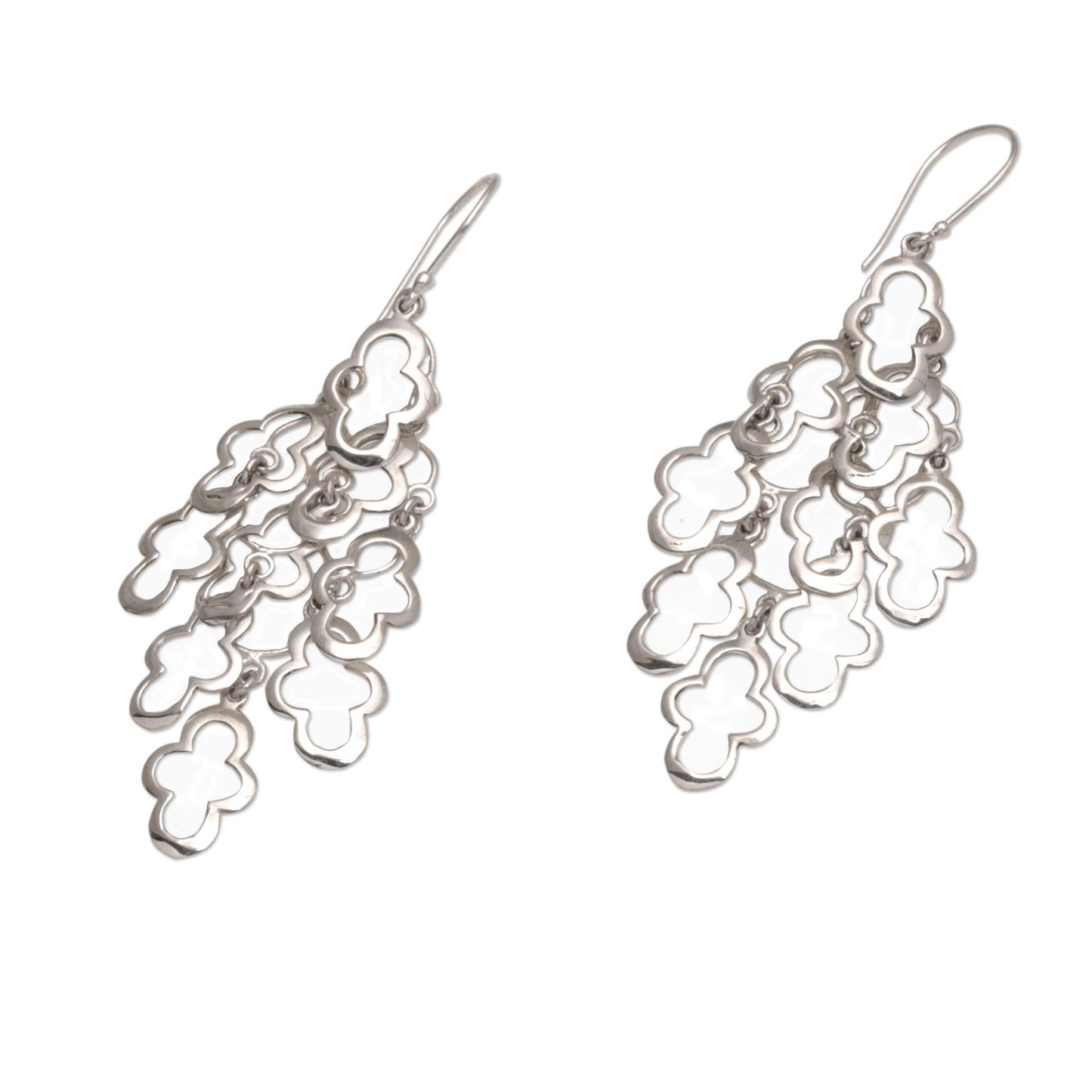 Spanish Moss 925 Sterling Silver Wavy Dangle Earrings from Bali