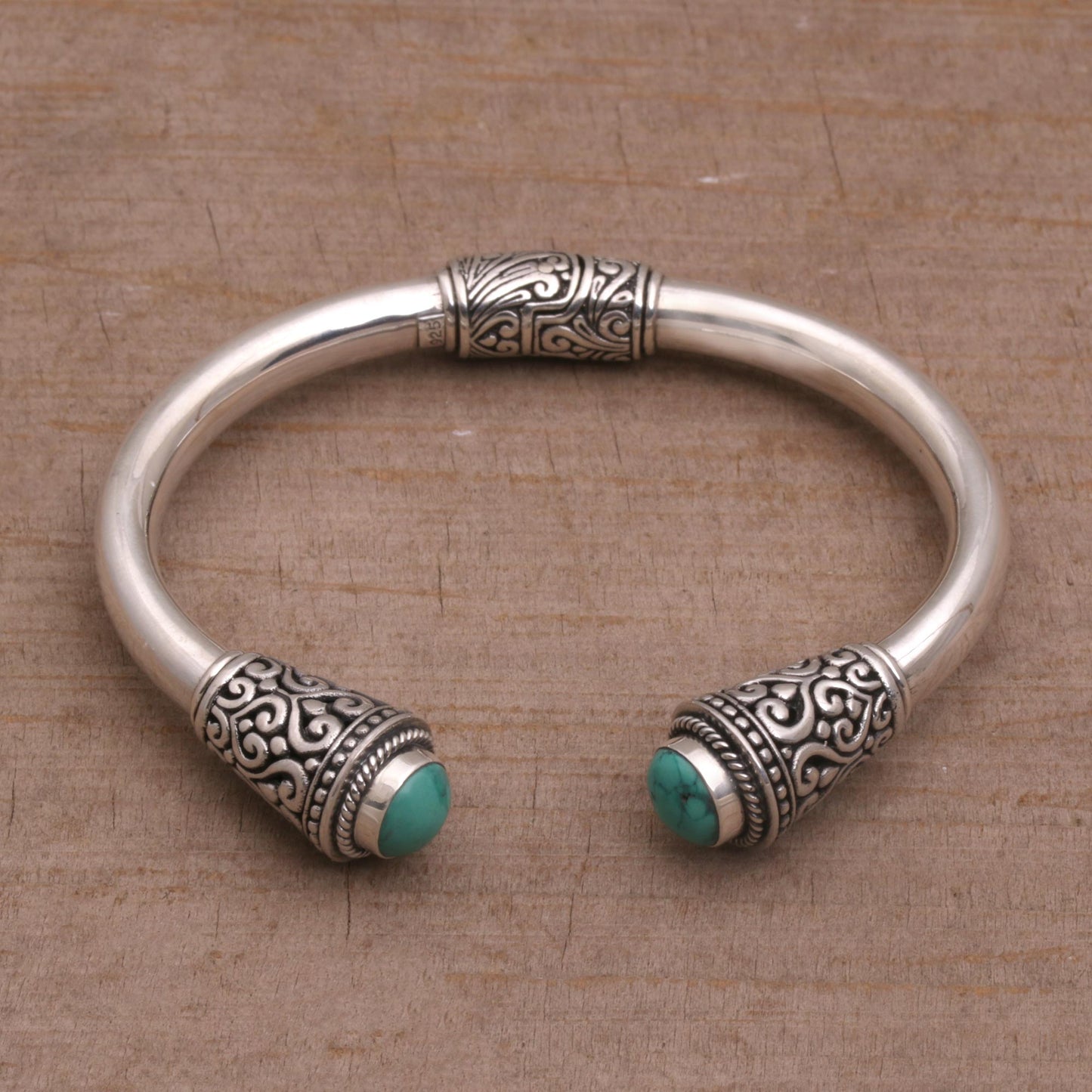 Petal Temple Silver Cuff Bracelet