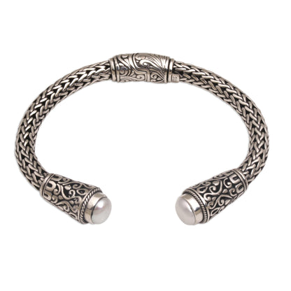 Dragon Beauty Cultured Pearl and Sterling Silver Cuff Bracelet from Bali