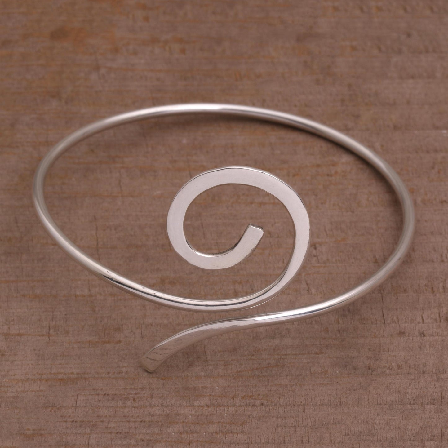 Royal Swirl Artisan Crafted Sterling Silver Spiral Armlet from Bali