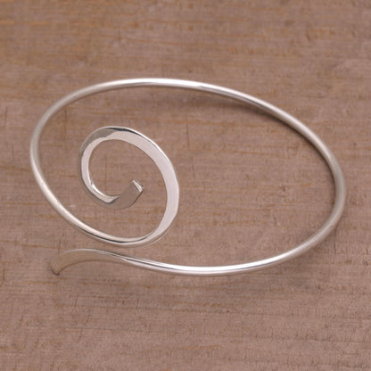 Royal Swirl Artisan Crafted Sterling Silver Spiral Armlet from Bali