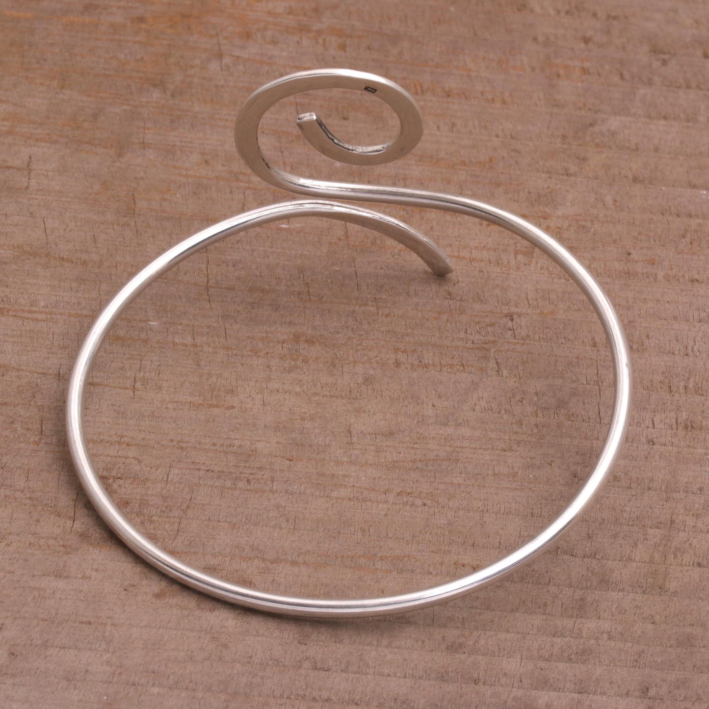 Royal Swirl Artisan Crafted Sterling Silver Spiral Armlet from Bali