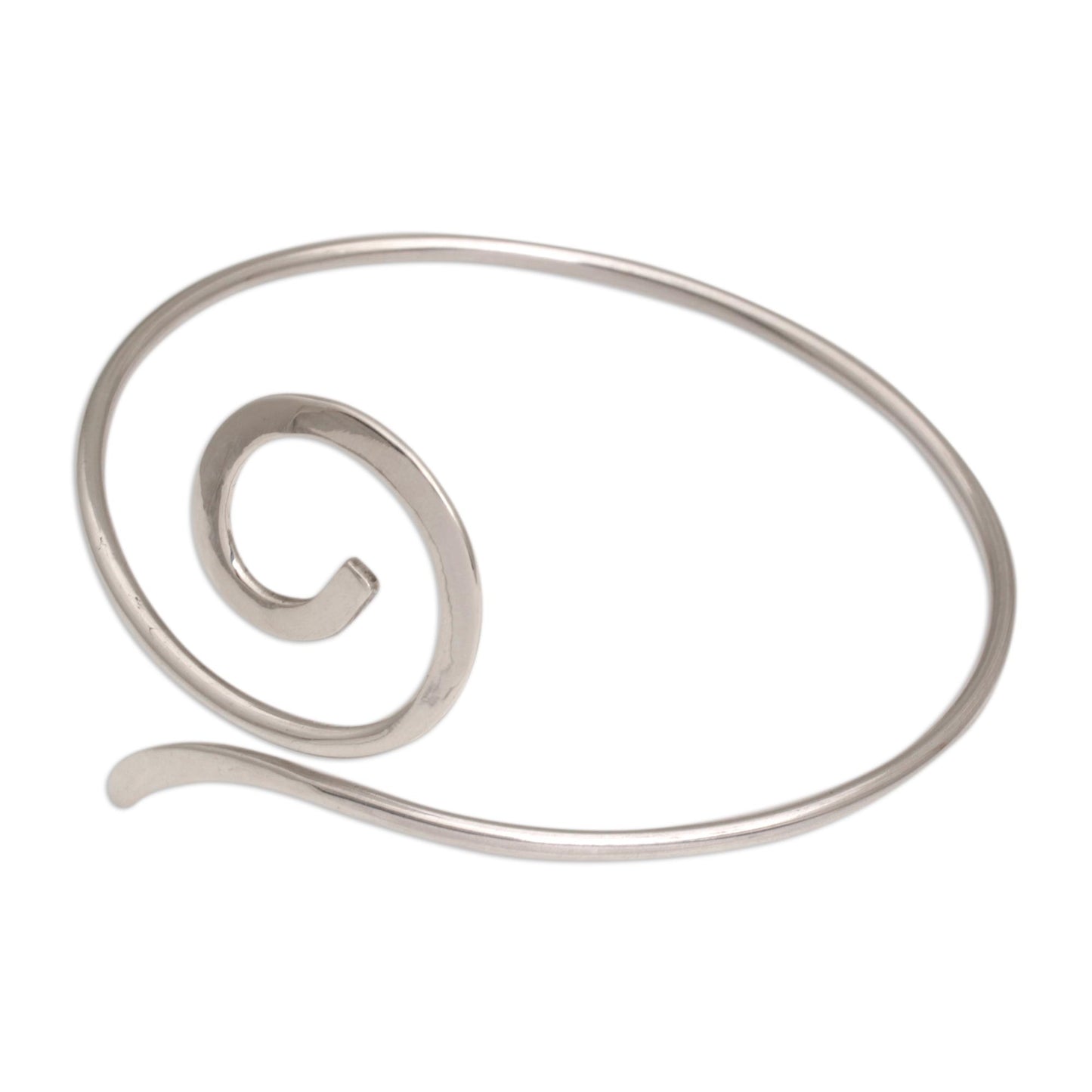 Royal Swirl Artisan Crafted Sterling Silver Spiral Armlet from Bali