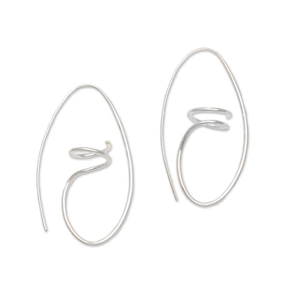 Dancing Spirals Sterling Half Hoop Earrings