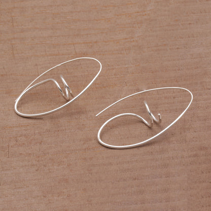 Dancing Spirals Sterling Half Hoop Earrings