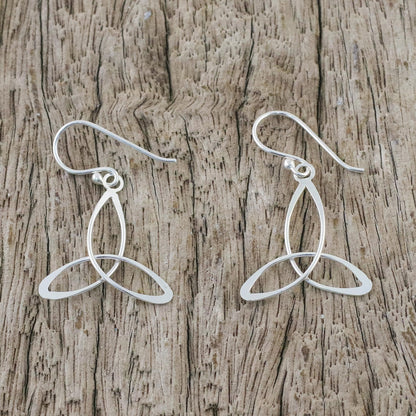 Triangle Twist Sterling Silver 3-Point Dangle Earrings from Thailand