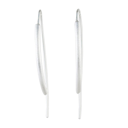 Cattails Sterling Silver Curved Drop Earrings from Thailand