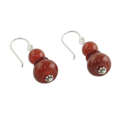 Fiery Memory Carnelian & Silver Beaded Earrings