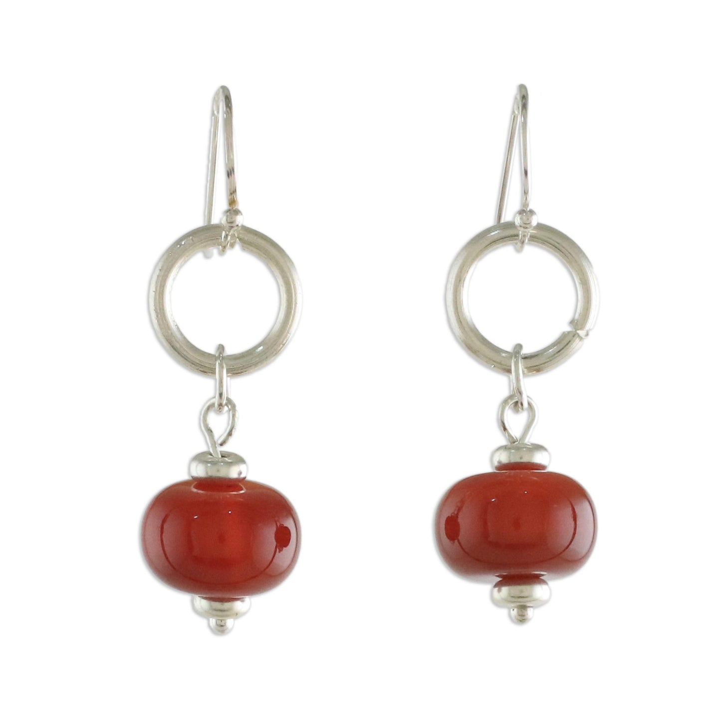 Dreamy Night Carnelian and Sterling Silver Dangle Earrings form Thailand