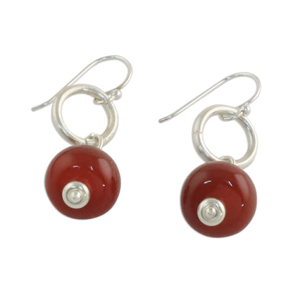 Dreamy Night Carnelian and Sterling Silver Dangle Earrings form Thailand