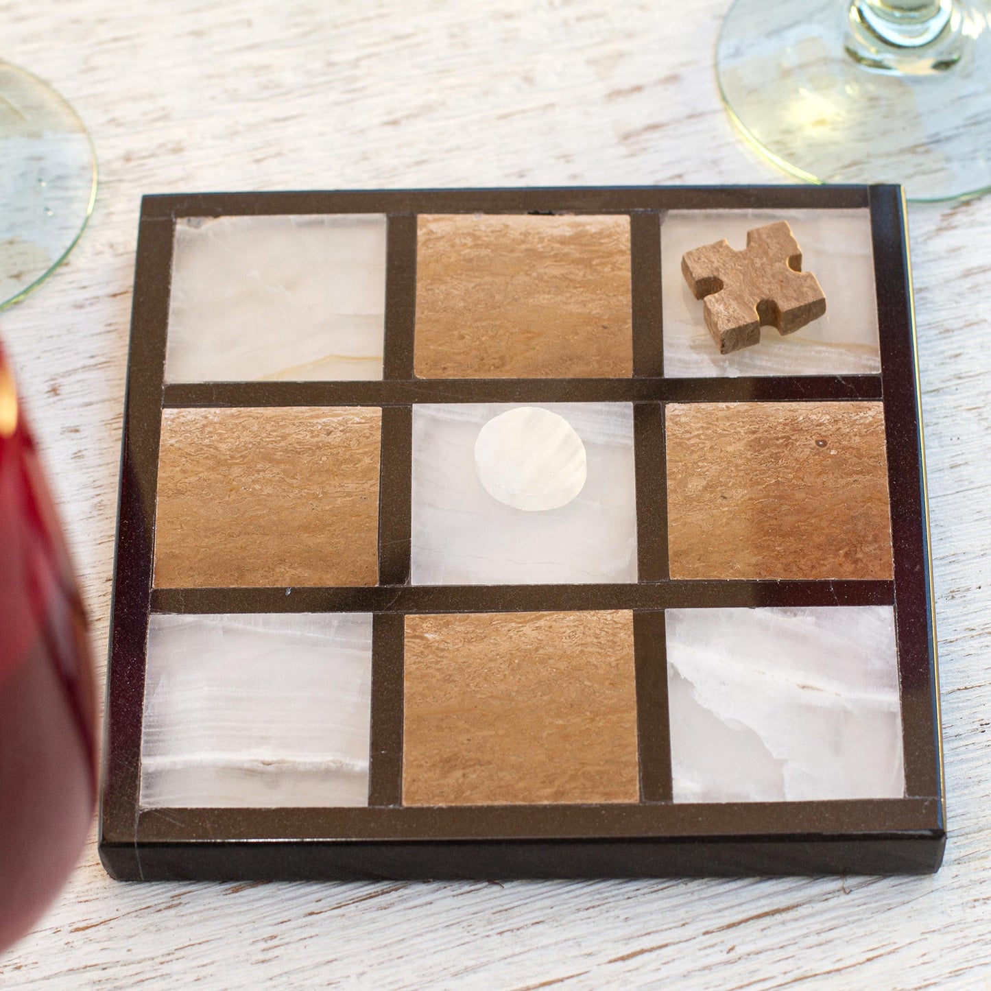 Sophistication and Fun Onyx and Marble Tic-Tac-Toe Set from Mexico