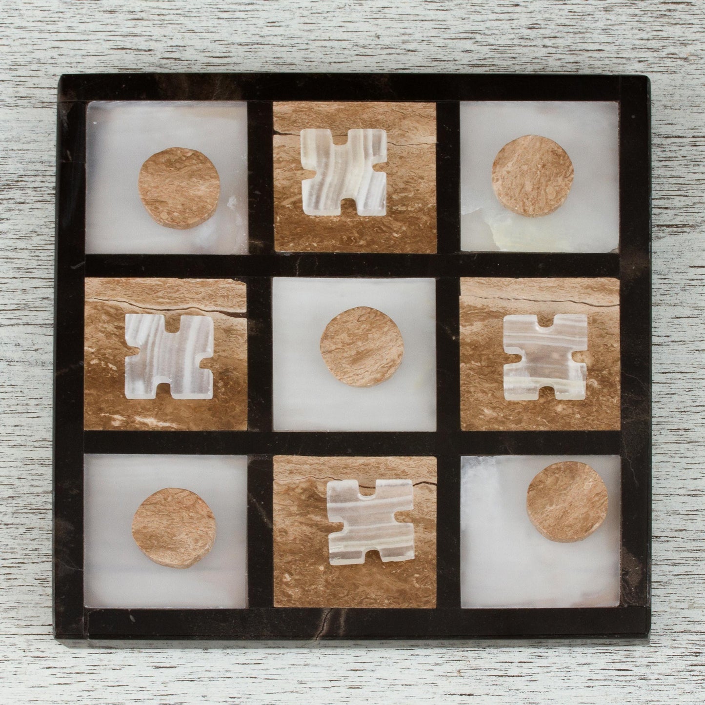 Sophistication and Fun Onyx and Marble Tic-Tac-Toe Set from Mexico