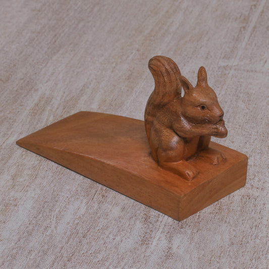 Helpful Squirrel Wood Doorstop