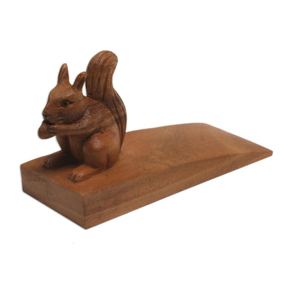 Helpful Squirrel Wood Doorstop