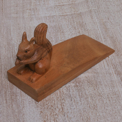 Helpful Squirrel Wood Doorstop