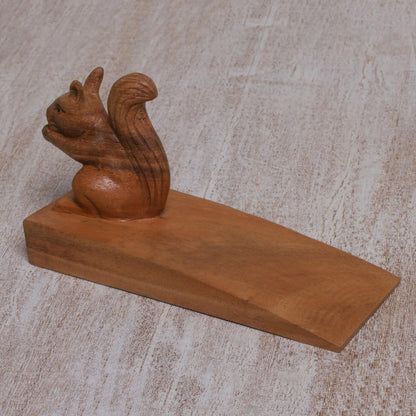 Helpful Squirrel Wood Doorstop