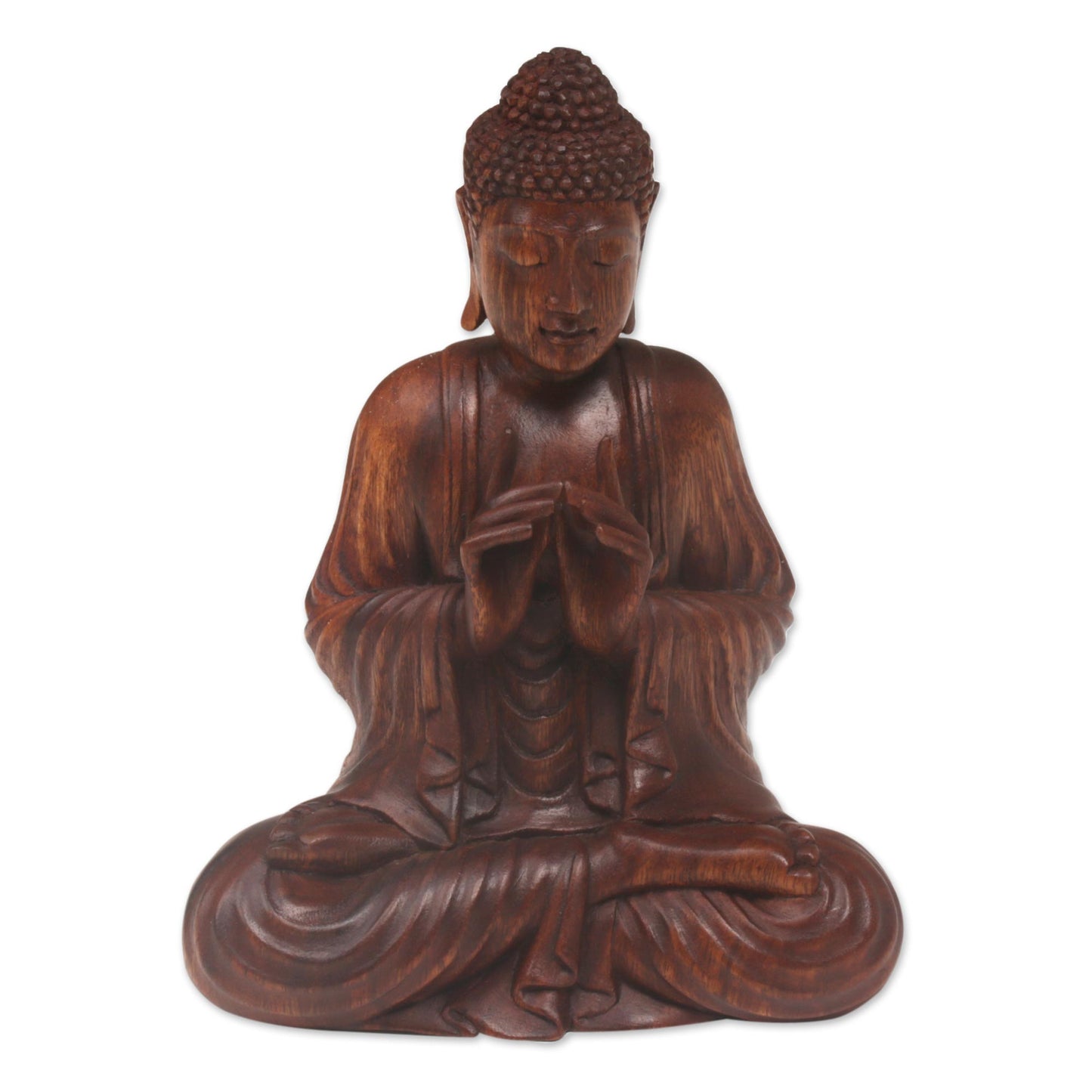 Buddha with Vitarka Mudra Handcrafted Suar Wood Buddha Sculpture from Bali